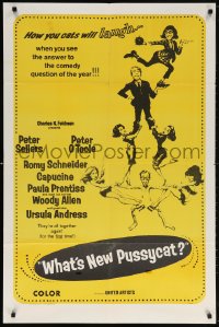 5r955 WHAT'S NEW PUSSYCAT military 1sh 1965 Frazetta art of Woody Allen, Peter O'Toole & sexy babes!
