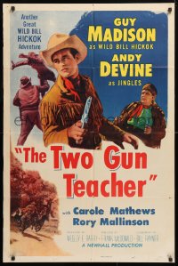 5r968 WILD BILL HICKOK 1sh 1950s Guy Madison in the title role, The Two Gun Teacher!
