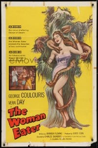 5r981 WOMAN EATER 1sh 1959 art of wacky tree monster eating super sexy woman in skimpy outfit!