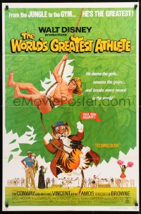 5r986 WORLD'S GREATEST ATHLETE 1sh R1974 Walt Disney, Jan-Michael Vincent goes from jungle to gym!