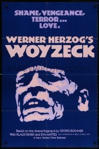 5r987 WOYZECK 1sh 1979 Werner Herzog directed, close up of crazed Klaus Kinski!