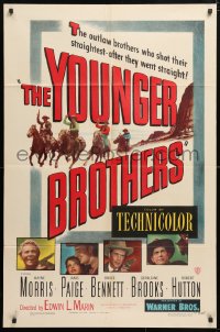 5r996 YOUNGER BROTHERS 1sh 1949 outlaw brothers Wayne Morris, Bruce Bennett & Robert Hutton!