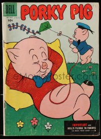 5s048 PORKY PIG #42 comic book 1955 great cover image of him napping & flying kite!