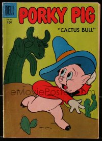 5s049 PORKY PIG #56 comic book 1956 great cover image of him running from monstrous cactus!