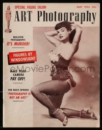 5s120 ART PHOTOGRAPHY magazine May 1955 cover photo of Bettie Page in fishnets by Charles Kell!
