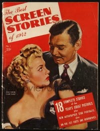 5s130 BEST SCREEN STORIES OF 1942 vol 1 no 1 magazine 1942 art of Clark Gable & sexy Lana Turner!