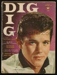 5s204 DIG magazine September 1958 great cover portrait of John Ashley, cool Pvt. Elvis article!