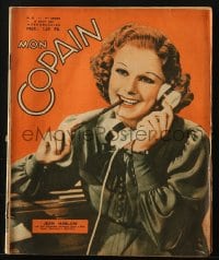 5s385 MON COPAIN Belgian magazine August 16, 1936 great cover portrait of pretty Jean Harlow!