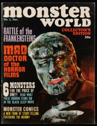 5s400 MONSTER WORLD vol 1 no 1 magazine November 1964 great Wolfman cover art, Karloff & more!