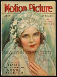 5s406 MOTION PICTURE magazine July 1929 great cover art of May McAvoy by Marland Stone!