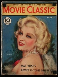 5s417 MOVIE CLASSIC magazine August 1933 great art of sexy Mae West by Marland Stone!