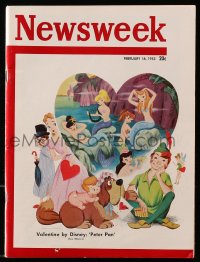 5s435 NEWSWEEK magazine February 16, 1953 Valentine's Day cover art of Disney's Peter Pan!