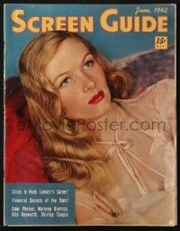 5s539 SCREEN GUIDE magazine June 1942 Veronica Lake + Dietrich, Hayworth & Temple color photos!