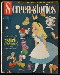 5s542 SCREEN STORIES magazine August 1951 Disney's Alice in Wonderland from Lewis Carroll classic!