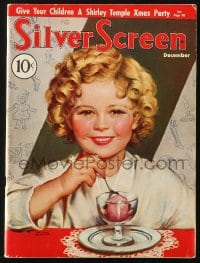 5s553 SILVER SCREEN magazine December 1935 great cover art of Shirley Temple by Marland Stone!