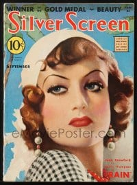 5s552 SILVER SCREEN magazine September 1932 cover art of Joan Crawford by John Ralston Clarke!