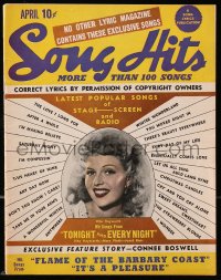 5s558 SONG HITS magazine April 1945 sexy Rita Hayworth on the cover, contains more than 100 songs!
