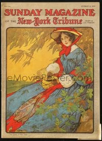 5s584 SUNDAY MAGAZINE magazine October 15, 1905 G. Patrick Nelson cover art of woman in autumn!