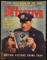 5s604 TRUE DETECTIVE magazine April 1940 great infinity cover art of cop reading this very issue!