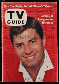 5s610 TV GUIDE magazine Jan 19, 1957 great cover portrait of Jerry Lewis, inauguration telecasts!