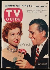 5s609 TV GUIDE magazine June 18, 1954 Rise Stevens & Ed Sullivan on the cover, Who's on First!