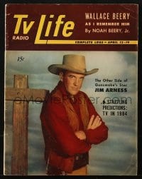 5s613 TV RADIO LIFE magazine April 13, 1957 Gunsmoke's James Arness, predictions of TV in 1984!