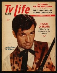 5s614 TV RADIO LIFE magazine August 10, 1957 great cover portrait of Hugh O'Brian as Wyatt Earp!