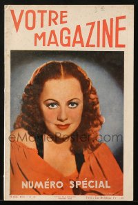 5s628 VOTRE MAGAZINE Belgian magazine March 1937 great cover portrait of Olivia De Havilland!