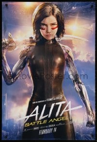 5t034 ALITA: BATTLE ANGEL style B teaser DS 1sh 2019 cool image of the CGI character with sword!
