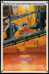 5t043 AMERICAN TAIL 1sh 1986 Steven Spielberg, Don Bluth, art of Fievel the mouse by Struzan