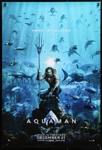 5t058 AQUAMAN teaser DS 1sh 2018 DC, Jason Mamoa in title role with great white sharks and more!