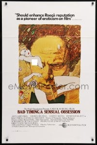 5t077 BAD TIMING 1sh 1980 Nicholas Roeg, cool art of Art Garfunkel & sexy Theresa Russell!