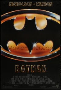 5t083 BATMAN 1sh 1989 directed by Tim Burton, cool image of Bat logo, new credit design!