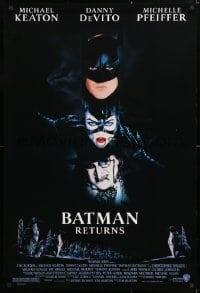 5t088 BATMAN RETURNS 1sh 1992 Michael Keaton, Danny DeVito, Michelle Pfeiffer, Tim Burton!