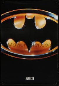 5t085 BATMAN teaser 1sh 1989 directed by Tim Burton, cool image of Bat logo, matte finish!