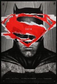 5t091 BATMAN V SUPERMAN teaser DS 1sh 2016 cool close up of Ben Affleck in title role under symbol!
