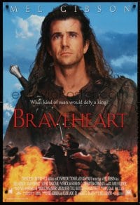 5t147 BRAVEHEART style B int'l DS 1sh 1995 cool image of Mel Gibson as William Wallace!