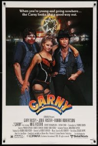 5t173 CARNY 1sh 1980 sexy Jodie Foster, Robbie Robertson, Gary Busey in carnival clown make up!