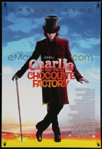 5t177 CHARLIE & THE CHOCOLATE FACTORY advance 1sh 2005 Johnny Depp as Willy Wonka, Tim Burton!