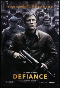 5t252 DEFIANCE teaser DS 1sh 2008 Edward Zwick directed, rugged Daniel Craig w/machine gun!