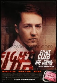 5t311 FIGHT CLUB advance 1sh 1999 David Fincher, great close-up portrait of Edward Norton!