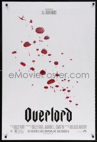 5t641 OVERLORD teaser DS 1sh 2018 from producer J.J. Abrams, WWII paratroopers as blood droplets!