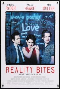5t705 REALITY BITES 1sh 1994 Winona Ryder, Ben Stiller, Ethan Hawke, comedy about love in the '90s!