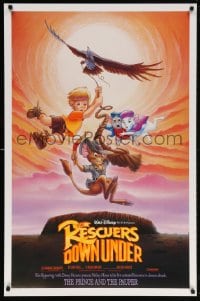 5t714 RESCUERS DOWN UNDER/PRINCE & THE PAUPER DS 1sh 1990 The Rescuers style, great image!