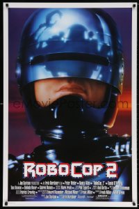 5t730 ROBOCOP 2 int'l 1sh 1990 great close up of cyborg policeman Peter Weller, sci-fi sequel!