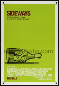 5t778 SIDEWAYS advance DS 1sh 2004 Alexander Payne classic, cool art of men in bottle!