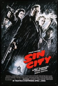5t780 SIN CITY advance 1sh 2005 graphic novel by Frank Miller, cool image of Bruce Willis & cast