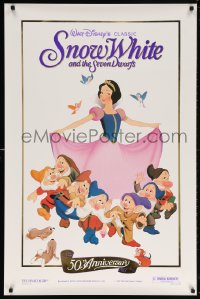 5t790 SNOW WHITE & THE SEVEN DWARFS foil 1sh R1987 Walt Disney cartoon fantasy classic!