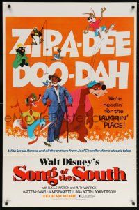 5t799 SONG OF THE SOUTH 1sh R1972 Walt Disney, Uncle Remus, Br'er Rabbit & Bear, zip-a-dee doo-dah!