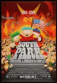 5t801 SOUTH PARK: BIGGER, LONGER & UNCUT advance DS 1sh 1999 Parker & Stone animated musical!